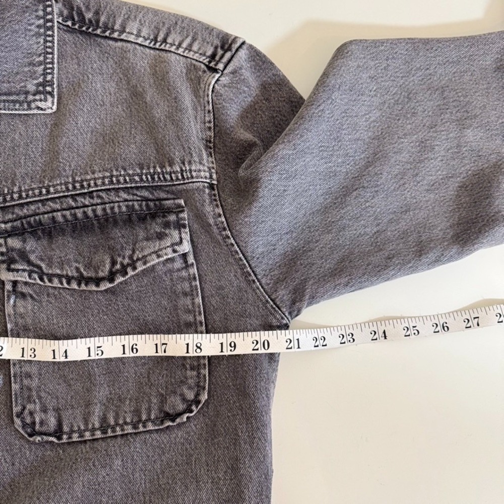 GAP‎ Gray Washed Belted Denim Utility Shirt Shaket Jacket Size M Tall - Picture 8 of 13